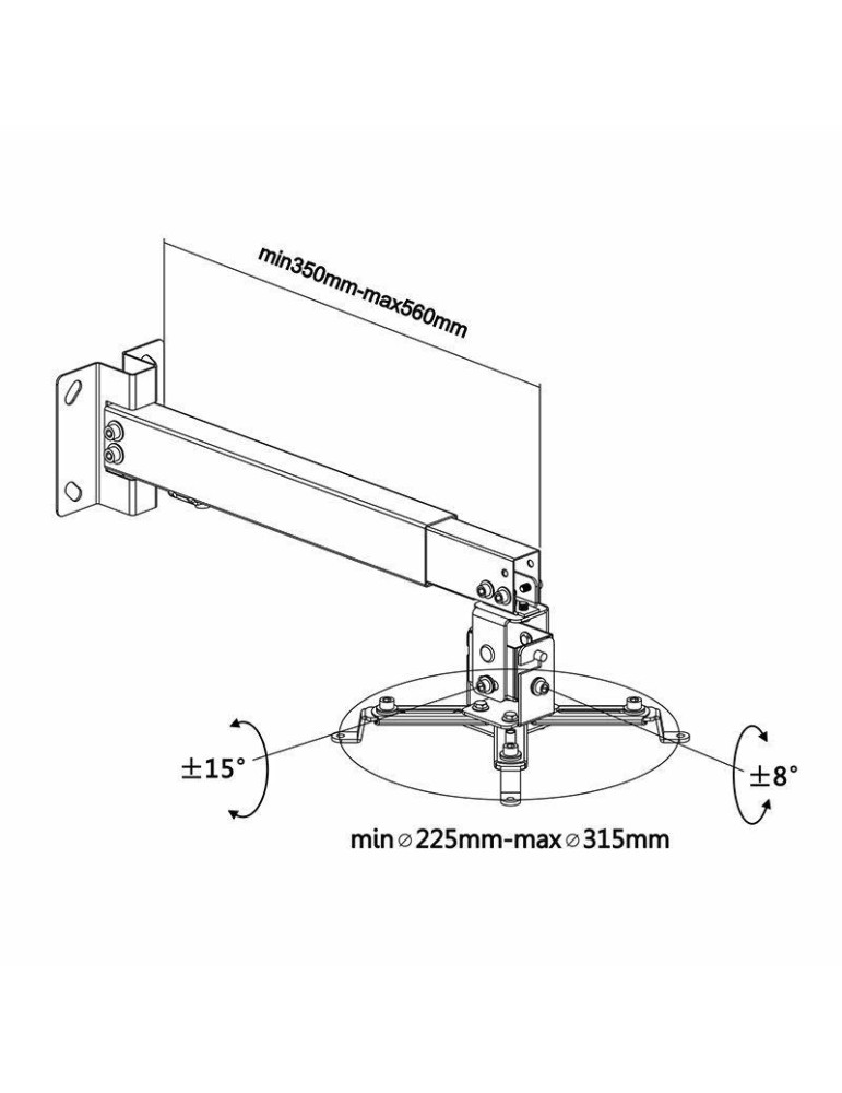 Soporte de Techo/ Pared para Proyector Aisens CWP01TSE-049/ Inclinable/ Extensible/ hasta 20kg