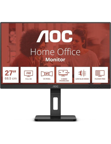 Monitor Profesional AOC 27E3QAF 27"/ Full HD/ Multimedia/ Regulable en altura/ Negro