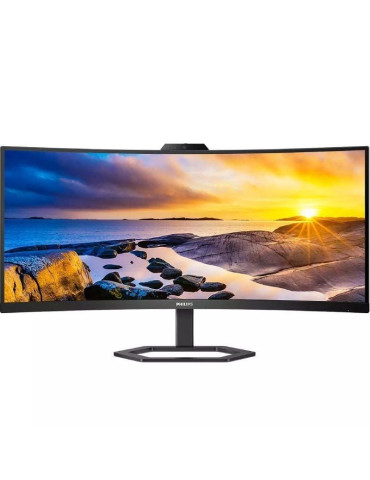 Monitor Profesional Ultrapanorámico Curvo Philips 34E1C5600HE 34"/ WQHD/ Webcam/ Multimedia/ Regulable en altura/ Negro