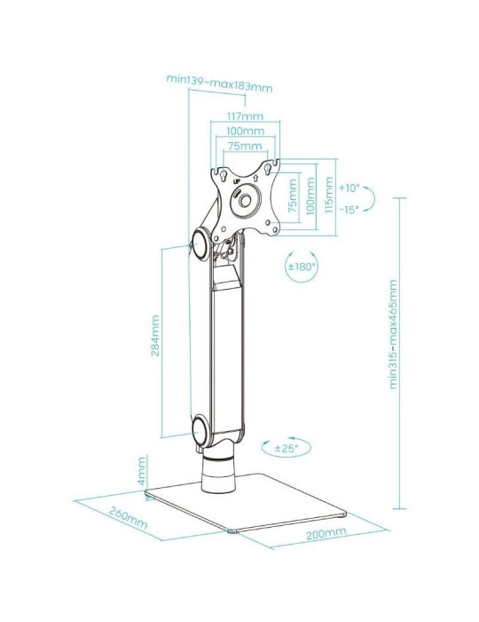 Soporte de Mesa para Monitor TooQ DB1741TN-B/ Giratorio/ Inclinable/ hasta 8kg