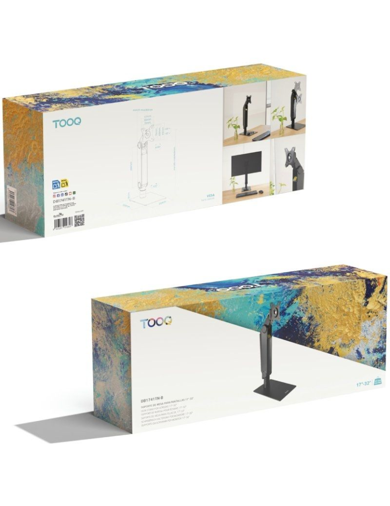 Soporte de Mesa para Monitor TooQ DB1741TN-B/ Giratorio/ Inclinable/ hasta 8kg