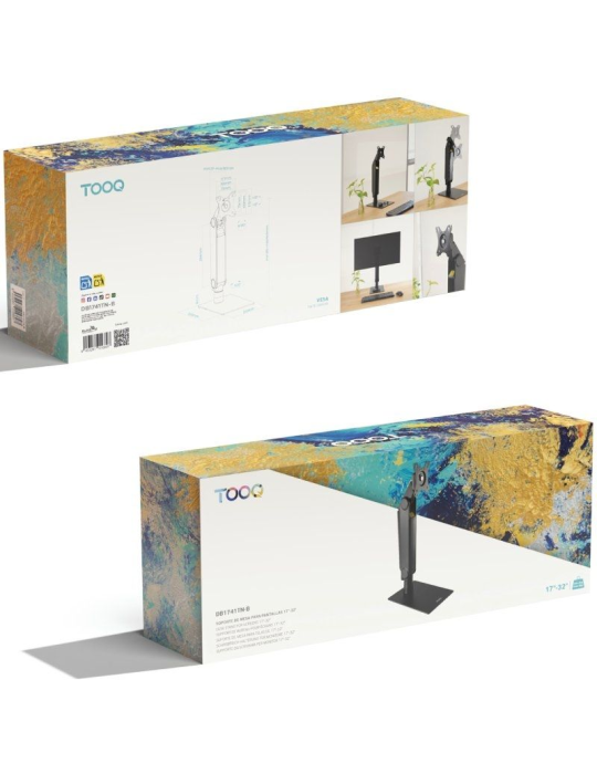 Soporte de Mesa para Monitor TooQ DB1741TN-B/ Giratorio/ Inclinable/ hasta 8kg