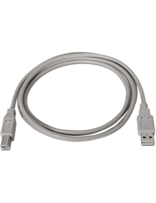 Cable USB 2.0 Impresora Aisens A101-0001/ USB Tipo-B Macho - USB Macho/ 1m/ Beige