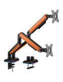 Soporte de Mesa Gaming con Contrapeso para 2 Monitores y TV Aisens DT32TSR-251/ Giratorio/ Inclinable/ hasta 9kg/ con Iluminació
