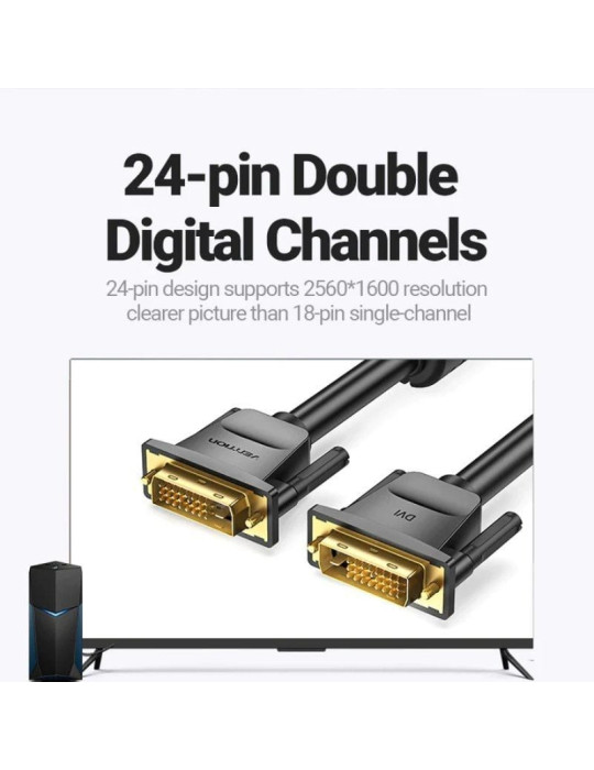 Cable DVI Vention EAABG/ DVI-D Macho - DVI-D Macho/ 1.5m/ Negro