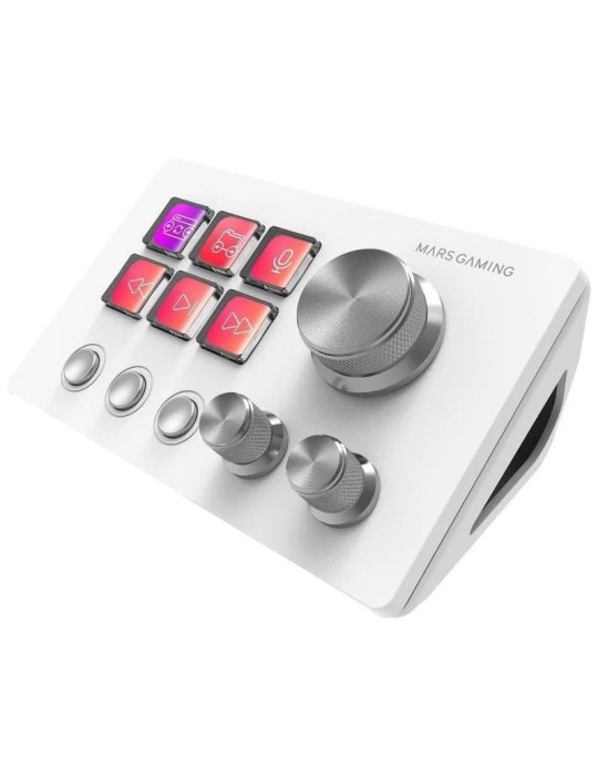 Control Deck Mars Gaming MSD-TWO/ 6 Teclas LCD/ 3 Ruedas/ 3 Botones/ Blanco