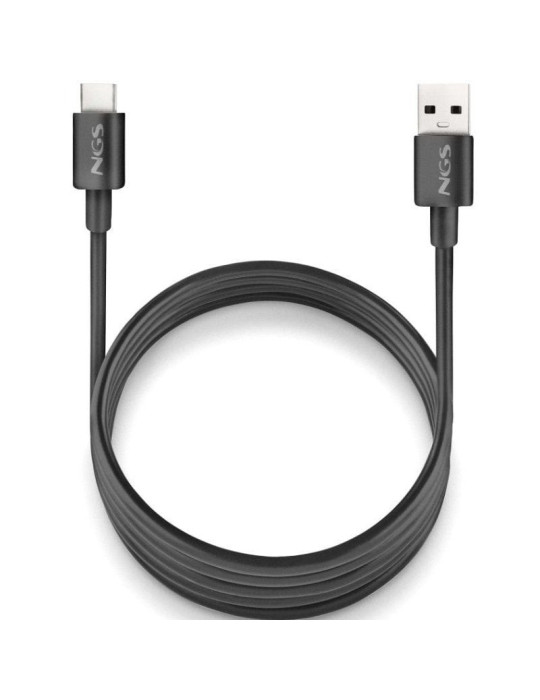 Cable USB 2.0 NGS ZYRO-AC/ USB Macho - USB Tipo-C Macho/ Hasta 15W/ 480Mbps/ 1m/ Negro