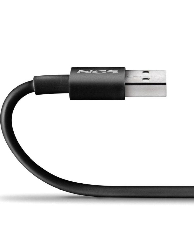 Cable USB 2.0 NGS ZYRO-AC/ USB Macho - USB Tipo-C Macho/ Hasta 15W/ 480Mbps/ 1m/ Negro