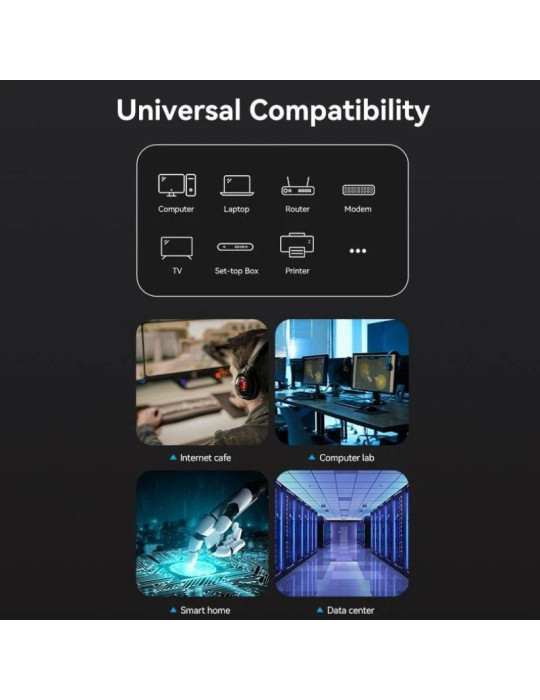 Cable de Red RJ45 SFTP Vention IKKBF Cat.8/ 1m/ Negro