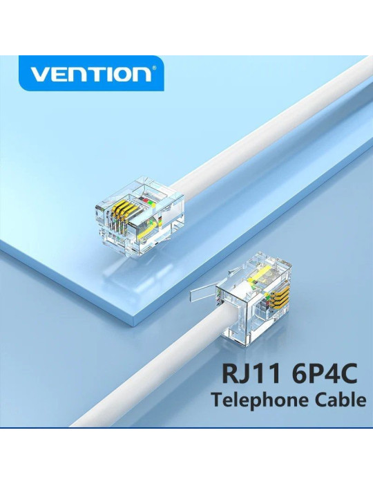 Cable de Teléfono RJ11 6P4C Vention IQBWJ/ 5m/ Blanco