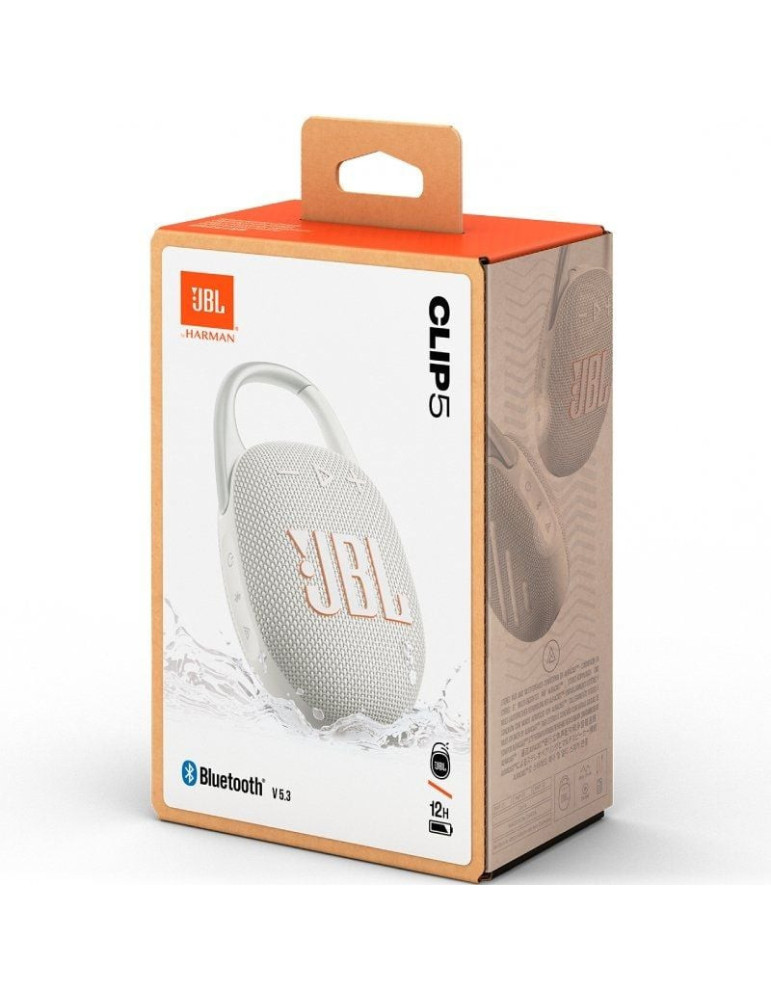 Altavoz con Bluetooth JBL Clip 5/ 7W/ 1.0/ Blanco