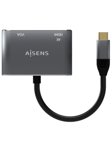 Conversor Aisens A109-0627/ HDMI Hembra - VGA Hembra - USB Tipo-C Macho/ 15cm/ Gris 2
