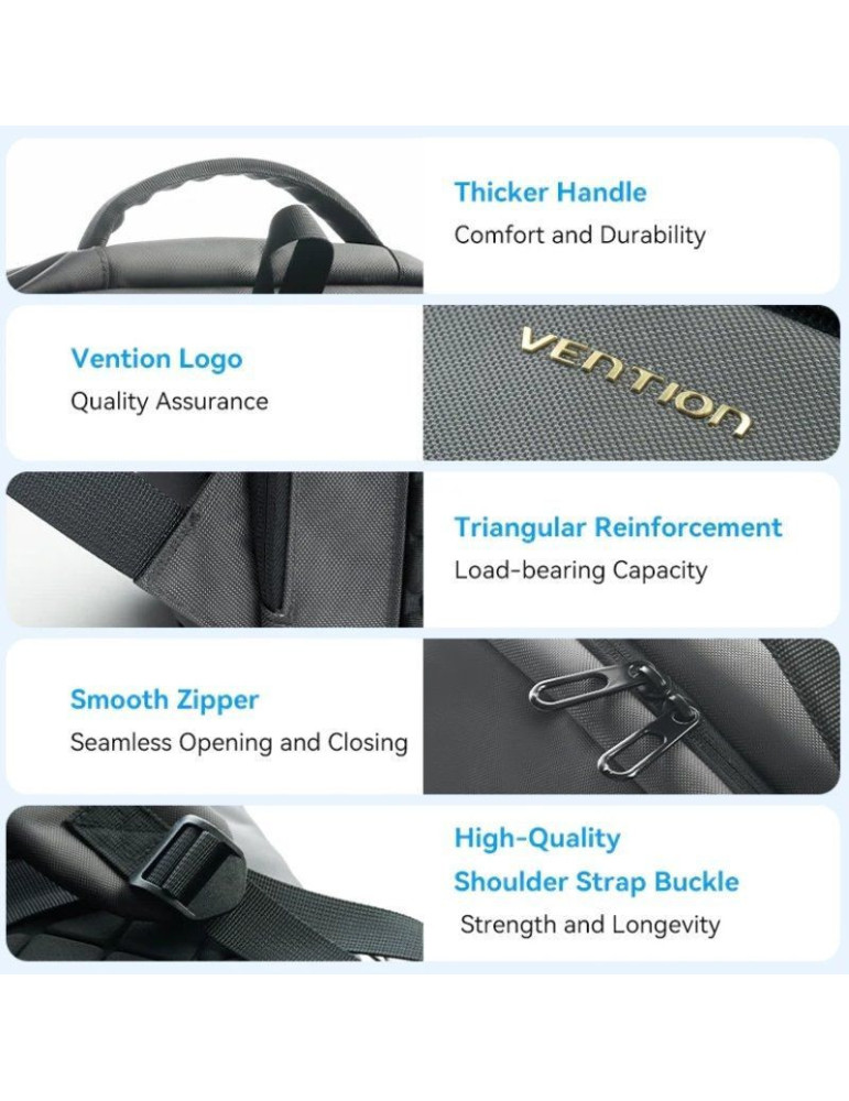 Mochila Vention KRNB0 para Portátiles hasta 15.6"/ 23L/ Gris Oscuro