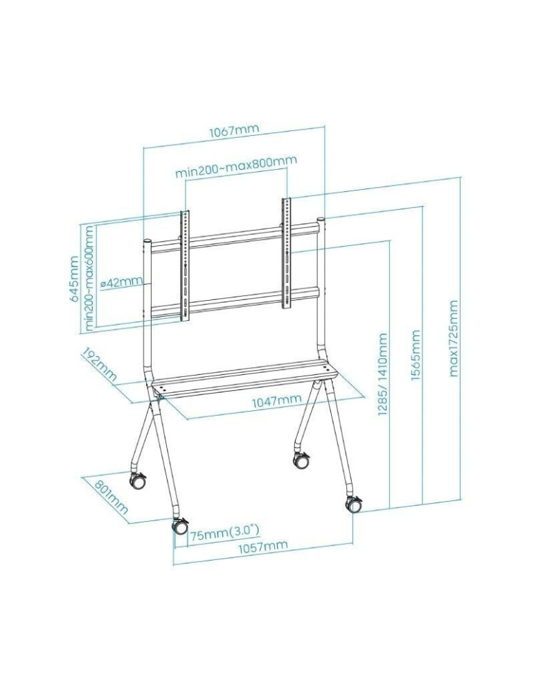 Soporte de Suelo con Ruedas TooQ FS20205M-B para TV de 50-86"/ hasta 120kg