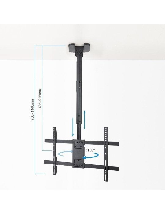Soporte de Techo Giratorio/ Inclinable/ Nivelable TooQ LPCE1186TSLI-B para TV de 43-86"/ hasta 60kg