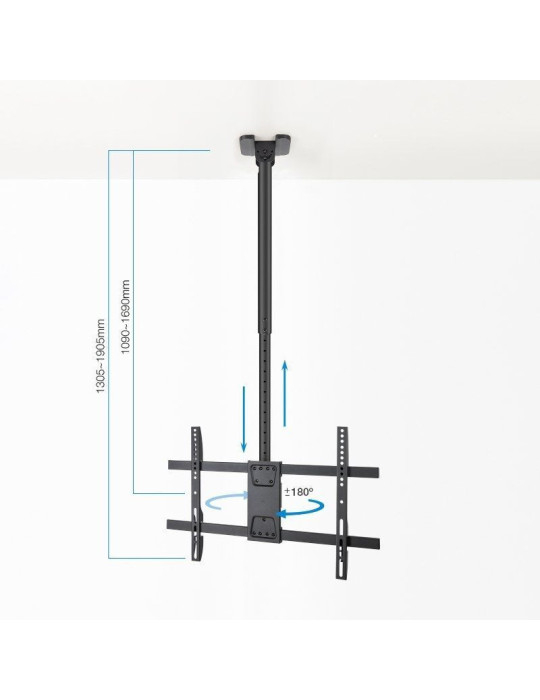 Soporte de Techo Giratorio/ Inclinable/ Nivelable TooQ LPCE1186TSLI-XL-B para TV de 43-86"/ hasta 60kg