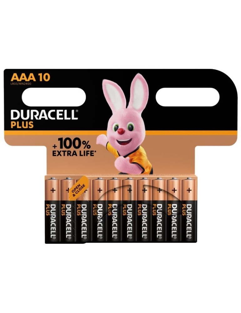 Pack de 10 Pilas AAA Duracell Plus LR03/ 1.5V/ Alcalinas