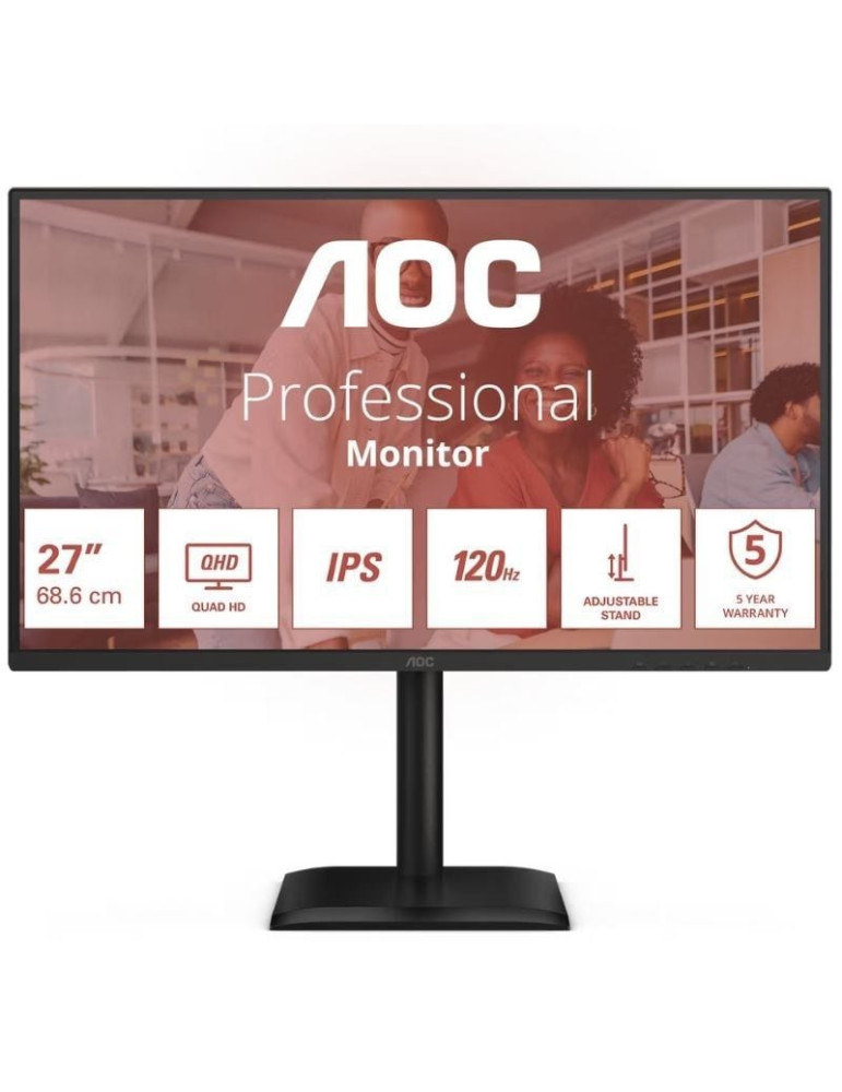 Monitor Profesional AOC Q27E4U 27"/ QHD/ Multimedia/ Regulable en altura/ Negro