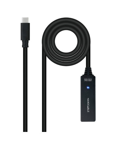 Cable Alargador USB Tipo-C 3.2 con Amplificador Nanocable 10.01.1311/ USB Tipo-C Macho - USB Tipo-C Hembra/ 5m/ Negro