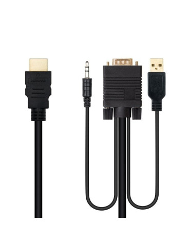 Cable Conversor Nanocable 10.15.4350/ HDMI Macho - VGA Macho - Jack 3.5 Macho - USB Macho/ 1.8m/ Negro 2