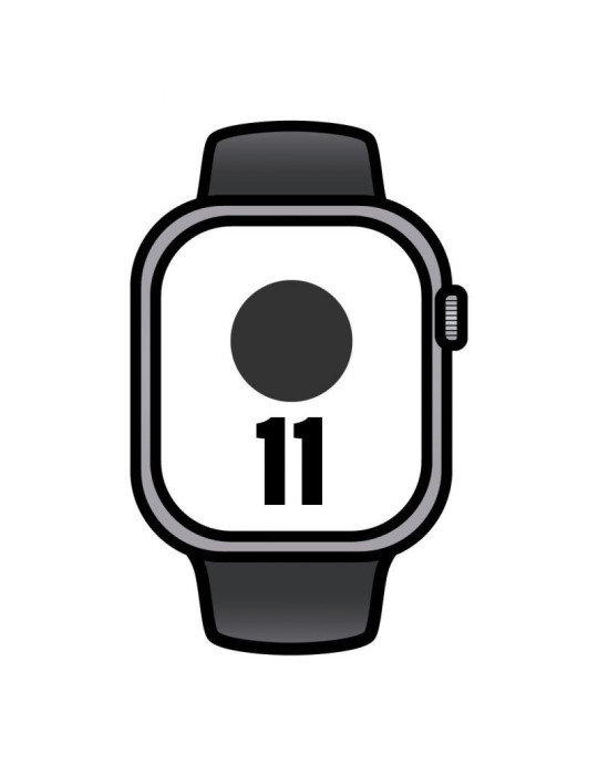 Apple Watch Series 11/ GPS/ Cellular/ 42mm/ Gris Espacial/ Correa Deportiva Negra (S/M)