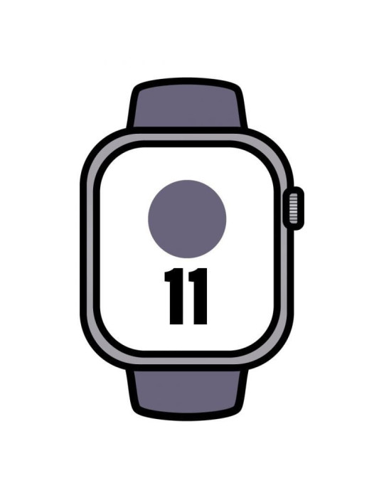 Apple Watch Series 11/ GPS/ Cellular/ 46mm/ Aluminio Plata/ Correa Deportiva Niebla Lila M/L
