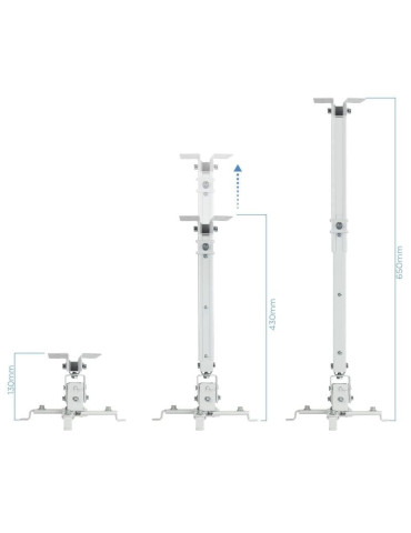 Soporte de Techo para Proyector TooQ PJ2012T-W/ Inclinable/ hasta 20kg 2