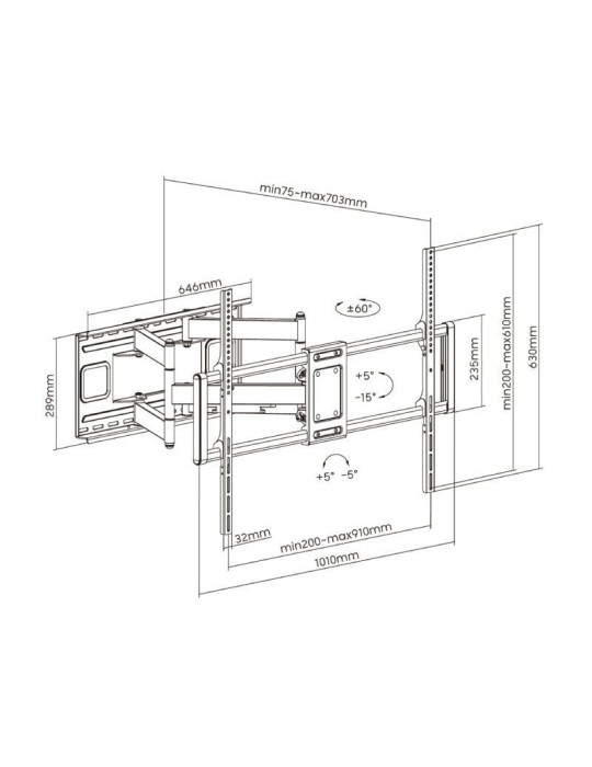 Soporte de Pared Giratorio/ Inclinable/ Nivelable Aisens WT120TSLE-163 para TV de 60-120"/ hasta 120kg