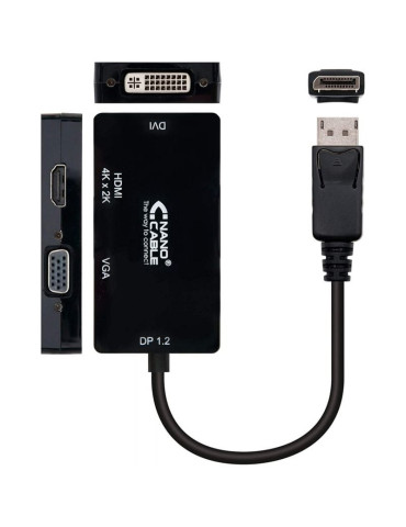 Cable Conversor Nanocable 10.16.3301-BK/ Displayport Macho - VGA Hembra/ DVI Hembra/ HDMI Hembra/ 15cm/ Negro 2