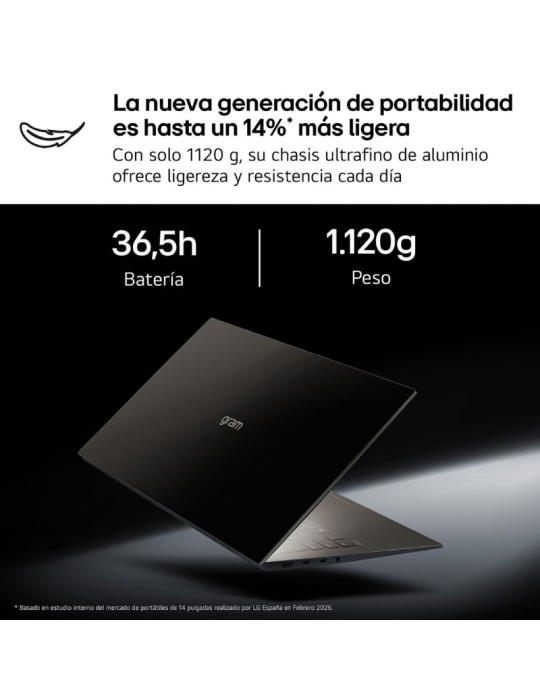 Portátil LG Gram 14Z90U-V.AZ85BN Intel Core Ultra 7-355/ 32GB/ 512GB SSD/ 14"/ Win11 Pro
