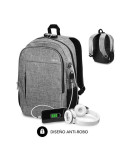 Mochila Subblim Urban Lock para Portátiles hasta 16"/ Puerto USB/ Antirrobo/ Gris