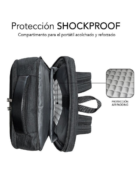 Mochila Subblim Business V2 AP Backpack para Portátiles hasta 15.6"/ Puerto USB/ Negra