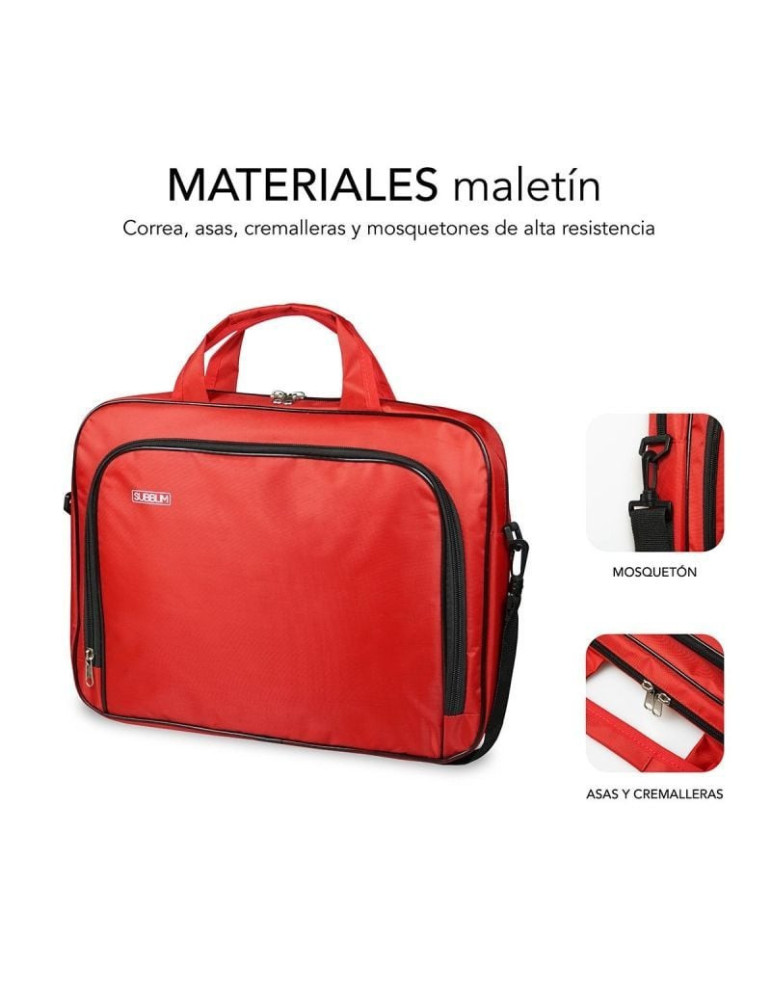 Maletín Subblim Oxford para Portátiles hasta 16"/ Rojo
