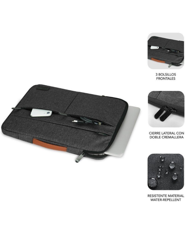 Funda Subblim Air Padding 360 Sleeve para Portátiles hasta 15.6"/ Gris Oscuro