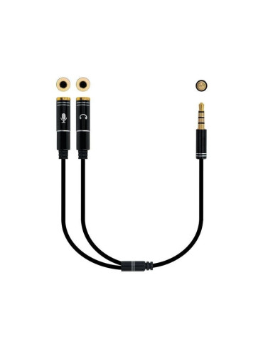 Cable Estéreo Nanocable 10.24.1202/ Jack 3.5 Macho - 2x Jack 3.5 Hembra/ 30cm/ Negro