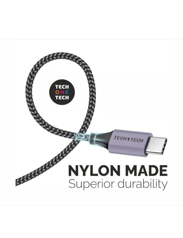 Cable USB 2.0 Tipo-C Tech One Tech TEC2023/ USB Tipo-C Macho - USB Macho/ 2m/ Gris