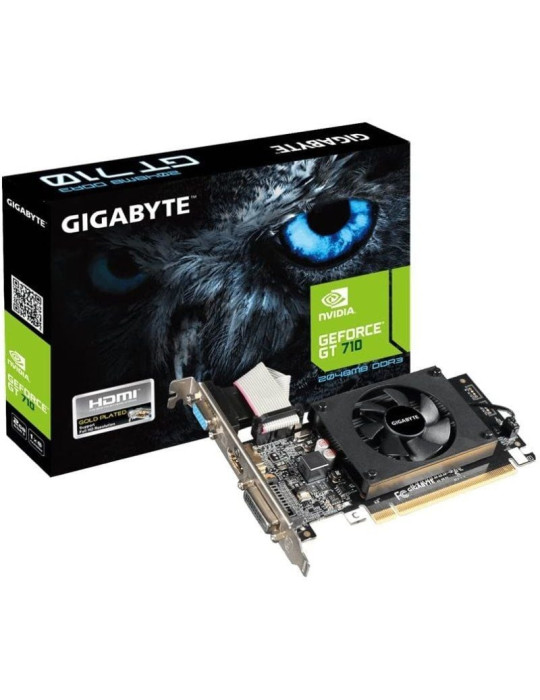 Tarjeta Gráfica Gigabyte GeForce GT 710/ 2GB DDR3/ Perfil Bajo