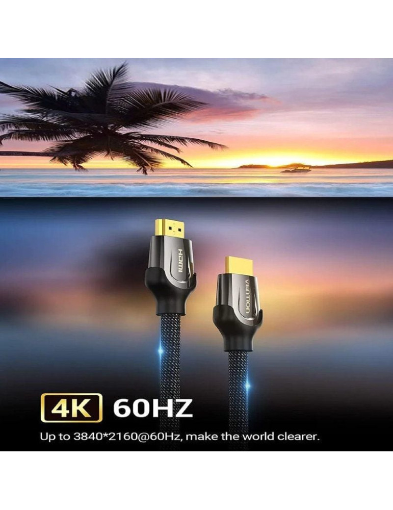 Cable HDMI 2.0 4K Vention VAA-B05-B1500/ HDMI Macho - HDMI Macho/ 15m/ Negro