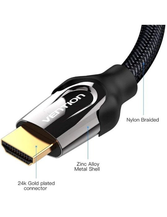 Cable HDMI 2.0 4K Vention VAA-B05-B1500/ HDMI Macho - HDMI Macho/ 15m/ Negro
