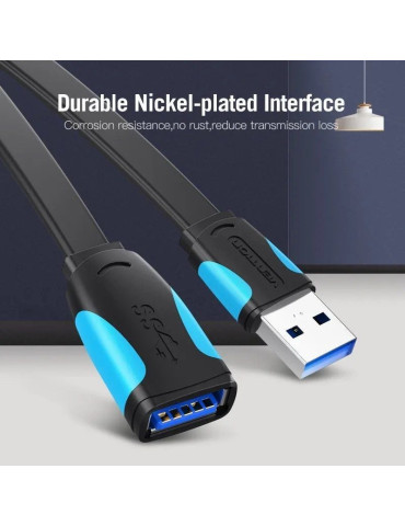 Cable Alargador USB 3.0 Vention VAS-A13-B050/ USB Macho - USB Hembra/ 5Gbps/ 50cm/ Negro y Azul 2