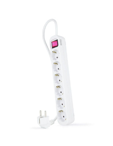 Regleta con Interruptor Nanocable 10.37.0006/ 6 Tomas de Corriente/ Cable 1.4m/ Blanca
