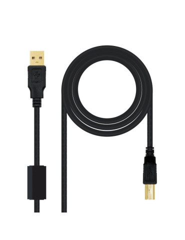 Cable USB 2.0 Impresora Nanocable 10.01.1205/ USB Tipo-B Macho - USB Macho/ 5m/ Negro