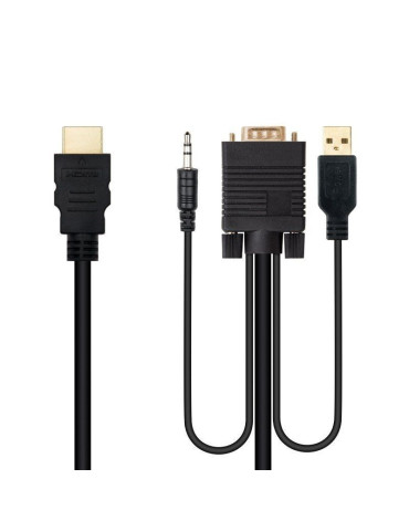 Cable Conversor Nanocable 10.15.4350/ HDMI Macho - VGA Macho - Jack 3.5 Macho - USB Macho/ 1.8m/ Negro 2
