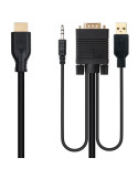 Cable Conversor Nanocable 10.15.4612/ HDMI Macho - VGA Macho/ Jack 3.5 Macho/ USB Macho/ 1.8m/ Negro