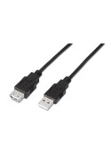 Cable Alargador USB 2.0 Aisens A101-0015/ USB Macho - USB Hembra/ Hasta 2.5W/ 60Mbps/ 1m/ Negro