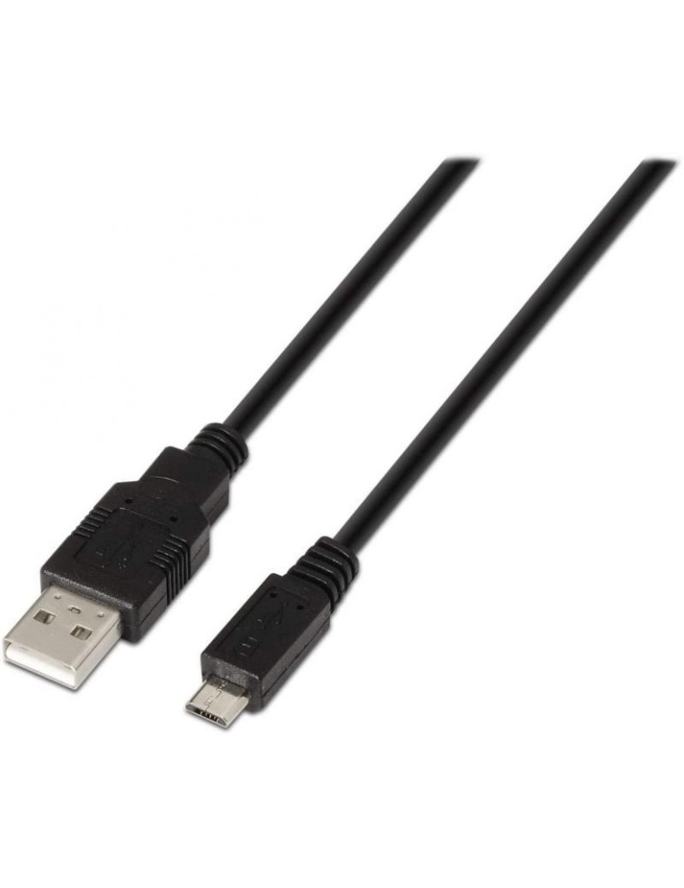 Cable USB 2.0 Aisens A101-0027/ USB Macho - MicroUSB Macho/ 480Mbps/ 80cm/ Negro