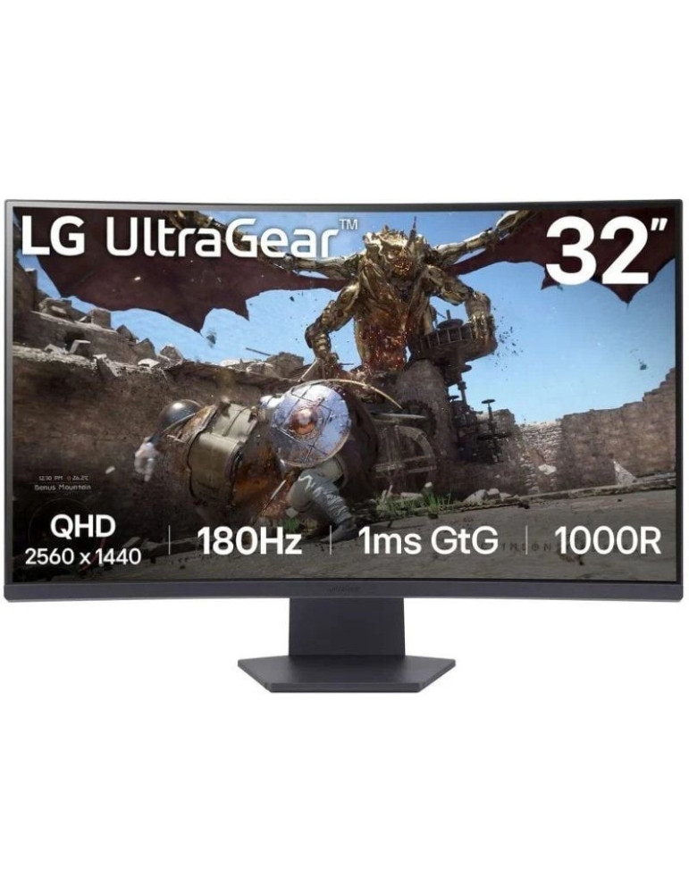 Monitor Gaming Curvo LG UltraGear 32GS60QC-B 31.5"/ QHD/ 1ms/ 180Hz/ VA/ Negro