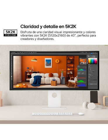 Monitor Gaming Ultraparonámico Curvo LG UltraGear 40U990A-W 40"/ 5K2K/ Multimedia/ 1ms/ 120Hz/ IPS/ Regulable en altura/ Blanco 2
