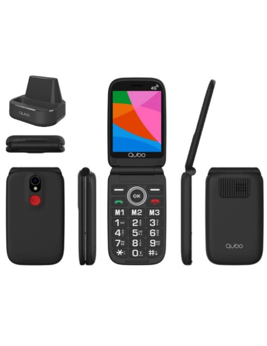 Teléfono Móvil Qubo X-340CB 4G para Personas Mayores/ Negro