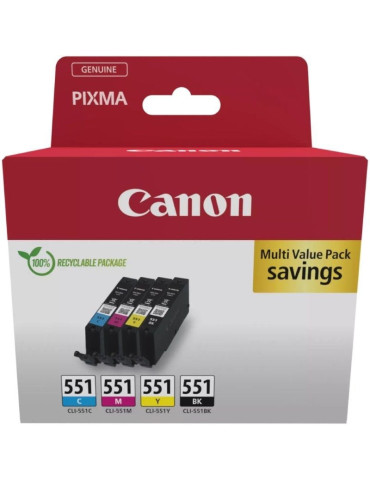 Cartucho de Tinta Original Canon CLI-551 Multipack/ Cian/ Magenta/ Amarillo/ Negro